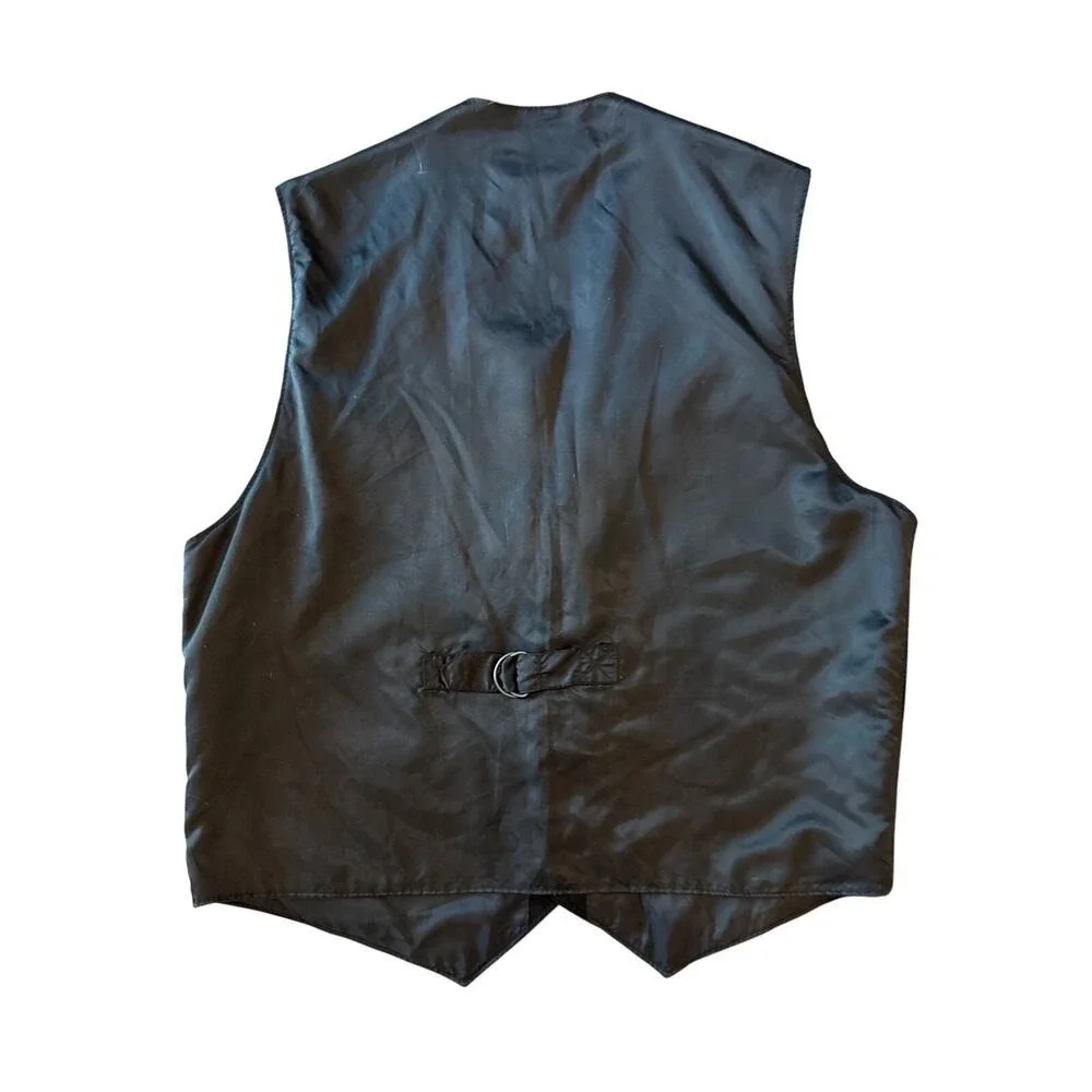 Europe Craft Mens 100% Genuine Suede Leather Vest Large Western Button Front